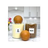 mafa home 2'li Ahşap Top Kapaklı Cam Süt Tozu Hazır Kahve Saklama Kavanozu Seti 800 Ml Etiket Hediyeli