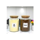 mafa home 2'li Ahşap Vakum Kapaklı Cam Süt Tozu Hazır Kahve Saklama Kavanozu Seti 800 Ml Etiket Hediyeli