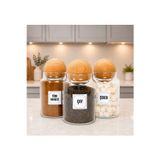 mafa home 3'lü Ahşap Top Kapaklı Cam Türk Kahvesi Çay Şeker Saklama Kavanozu Seti 800 Ml Etiket Hediyeli