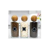 mafa home 3'lü Ahşap Top Kapaklı Çay Şeker Kahve Cam Saklama Kavanozu 1400 Ml Etiket Hediyeli