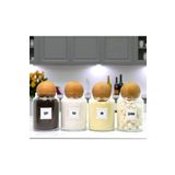 mafa home 4'lü Ahşap Top Kapaklı Cam Çay Un Tuz Şeker Saklama Kavanozu Seti 800 Ml