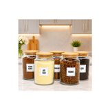 mafa home 5'liAhşap Vakum Kapaklı Cam Hazır Kahve Süt Tozu Filtre Kahve Çay Türk Kahvesi Saklama Kavanozu Seti