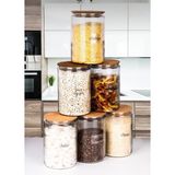 Mafa Home 6'lı Çizgili Kolay Temizlenebilen Geniş Ağızlı Cam Bakliyat ve Erzak Saklama Kavanozu Seti 1000 ml