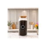 mafa home Ahşap Vakum Kapaklı Cam Saklama Kavanozu 1400 ml Çay Etiketi Hediyeli