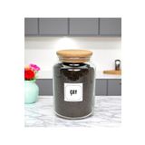 mafa home Ahşap Vakum Kapaklı Cam Saklama Kavanozu 800 Ml Çay Etiketi Hediyeli