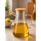 Mafa Home Bambu Kapaklı Borosilikat Cam Yağdanlık 900 ml Masterchef - Şeffaf