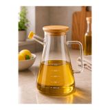 mafa home Bambu Kapaklı Borosilikat Cam Yağdanlık 900 ml Masterchef