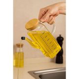Mafa Home Bambu Kapaklı Şık Kare Borosilikat Cam Yağdanlık Sirkelik 1000 ml
