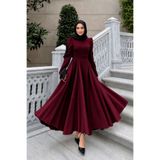 MAG FASHİON Tesettür Elbise Bordo Eteği Çan Elbise Tesettür Abiye Elbise Tesettür Mezuniyet Elbisesi