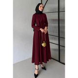 MAG FASHİON Tesettür Elbise Bordo Eteği Çan Elbise Tesettür Abiye Elbise Tesettür Mezuniyet Elbisesi