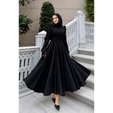 MAG FASHİON Tesettür Elbise Siyah Eteği Çan Elbise Tesettür Abiye Elbise Tesettür Mezuniyet Elbisesi