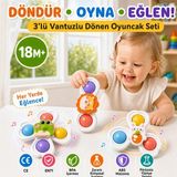 Mag X 3'lü Hayvan Figürlü Vantuzlu Dönen Oyuncak-Eğitici Sök-Tak Oyuncak Seti Dıy Modüler Tasarım ve Duyusal Gelişim Oyuncağı, Abs Güvenli Malzeme, Bpa Yok, Banyo, Mama Sandalyesi ve Yolculuk Arkadaşı