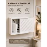 Mağaraahşap Wifi Modem Kutusu Beyaz Kablo Düzenleyici Duvar Tipi Priz ve Modem Gizleme Kutusu
