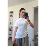 MAGARDE Asimetrik Kesim Kısa Kollu Bluz- EKRU