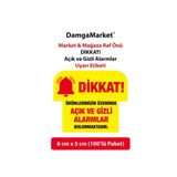 Mağaza Açık ve Gizli Alarm Ikaz Etiketi, Uyarı Etiketi, 6 cm x 5 Cm, Rafa Takılabilir, 100'LÜ Paket