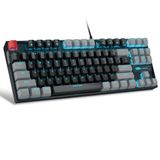 MageGee Kırmızı Anahtarlı% 75 Mekanik Oyun Klavyesi, LED Mavi Arkadan Aydınlatmalı Klavye, Windows Dizüstü Bilgisayar PC Gamer için 87 Tuşlu Kompakt TKL Kablolu Bilgisayar Klavyesi - Siyah/Gri