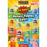 Mager 24 Adet Renkli Topaç Oyuncak Seti – Karışık Renkli, Tekli Poşetli, Yerli Üretim