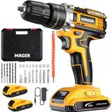Mager 58 V 10 Ah Darbeli Çelik Şanzuman Bakır Sargılı Çift Akülü Şarjlı Matkap 27 Parça Set
