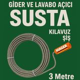 Mager Tıkanmış Lavabo Gider Boru Kanal Açıcı Kılavuz Susta 3 Metre ( 6 mm )