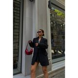 Maggaza Siyah Kaşe Çizgili Blazer Ceket