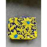 Maggie Embroidered Hard Clutch El Yapımı Hasır El Çantası - Mavi - Sarı