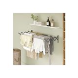 Magic Dryer Çamaşır Kurutma Askılığı Katlanır Duvara Monte Balkon Banyo Askılık Duvar Tipi Yer Tasarruflu Çamaşırlık 70 cm Akordiyon Antrasit
