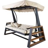 Magic Face Metal Bahçe ve Balkon Salıncağı - Beyaz - Sarı
