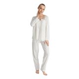 Magic Form Brodeli Uzun Kollu Pijama Takımı, S, TX77B9633B19195, EKRU, kadın