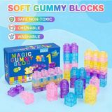 Magic Gummy Blocks - 40 Parça Yumuşak Dokulu Eğitici Bloklar - Toksik Olmayan, Yıkanabilir Çocuk Oyun Seti