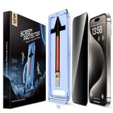 MAGIC JOHN iPhone 15 Pro Max 6,7 inç için 2 Paket Gizlilik Camı Ekran Koruyucu, Otomatik Toz Giderme Kurulumu, Kabarcıksız, Kolay Kurulum