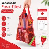 Magic Lady Kırmızı File Pazar Arabası & Çantası 35 x 50 cm Pratik Kullanım ve Hafif Tasarım