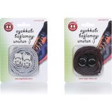 Magic Locks Yuvarlak Akıllı Ayakkabı Bağcık 2'li Set - Beyaz - Kahverengi
