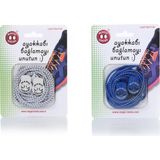 Magic Locks Yuvarlak Akıllı Ayakkabı Bağcık 2'li Set - Beyaz - Mavi