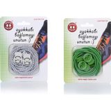 Magic Locks Yuvarlak Akıllı Ayakkabı Bağcık 2'li Set - Beyaz - Yeşil
