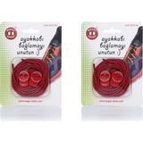 Magic Locks Yuvarlak Akıllı Ayakkabı Bağcık 2'Li Set - Kırmızı - Kırmızı