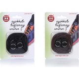 Magic Locks Yuvarlak Akıllı Ayakkabı Bağcık 2'Li Set - Siyah - Kahverengi