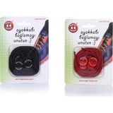 Magic Locks Yuvarlak Akıllı Ayakkabı Bağcık 2'Li Set - Siyah - Kırmızı