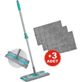 Magıc Mop + 3 Yedek Mop Paspas Mandallı Yüzey Temizlik Havlusu Bezi Uyumlu - Standart - Turkuaz