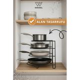 Magic Objects Dolap İçi Düzenleyici Tava Rafı | Siyah Metal Mutfak Tencere Standı Organizer