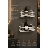 Magic Objects Paslanmaz İkili Yapışkanlı Banyo Düzenleyici Duşakabin Rafı, Premium Beyaz Şampuanlık Organizer