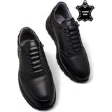 Magic Shoes Erkek Iç Dış Hakiki Deri Ultra Rahat Ortopedik Tabanlı Hafif Mevsimlik Siyah Günlük Spor Ayakkabı - 00-Siyah
