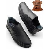 Magic Shoes Hakiki Deri Ultra Ortopedik Dikişli Büyük Numara Günlük Erkek Ayakkabısı - 0 - Siyah