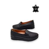 MAGIC SHOES Kadın Hakiki Deri Tam Ortopedik Iç Tabanlı Siyah Baskılı Anne Ayakkabısı