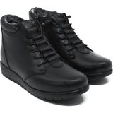Magic Shoes Kadın Siyah Hakiki Deri Içi Kürklü Comfort Tam Ortopedik Anne Botu - 000-Siyah