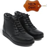 Magic Shoes Kadın Siyah Hakiki Deri Içi Kürklü Tam Ortopedik Kaymaz Taban Anne Botu - 0 - Siyah