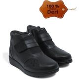 Magic Shoes Kadın Siyah Hakiki Deri Içi Kürklü Tam Ortopedik Kaymaz Taban Anne Botu - 00-Siyah