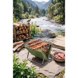 Magic Water Katlanabilir Portatif Kamp Mangalı Taşınabilir Kömürlü Izgara Bavul Tipi Pratik BBQ YEŞİL