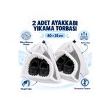 Magiclady 2 Adet Ayakkabı Yıkama Torbası 40 × 35 cm – Mikro Makarna Kumaşlı, Fileli ve Büzgülü