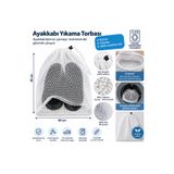 Magiclady Ayakkabı Yıkama Torbası 40 × 35 cm – Mikro Makarna Kumaşlı, Fileli ve Büzgülü