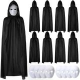 magicool 120 Cm Siyah Kapüşonlu Pelerin Ve Boyanabilir Karton Maske 8’li Set